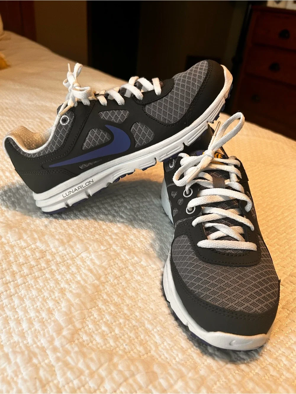 Nike boy’s Gray and Blue Shoes, barely worn.